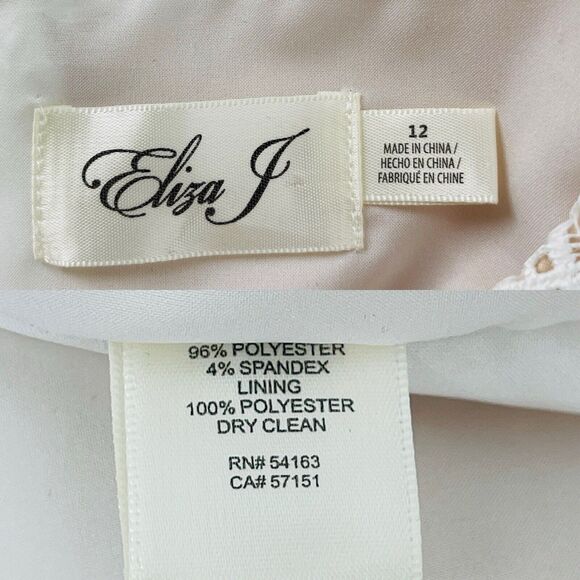 Eliza J Womens Dress Size 12 White Lace Overlay Fringe Cap Sleeve Shift Mini - Picture 8 of 12